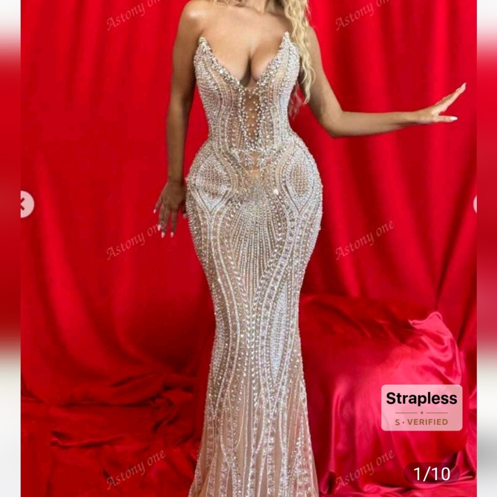 Glamorous Strapless Beaded Gown